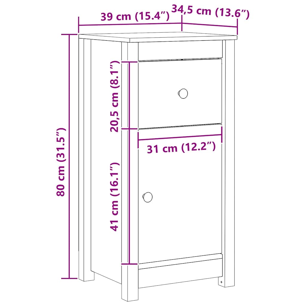 vidaXL Sideboard mit Schubladen 2 pcs Wachsbraun 39 x 34,5 x 80 cm