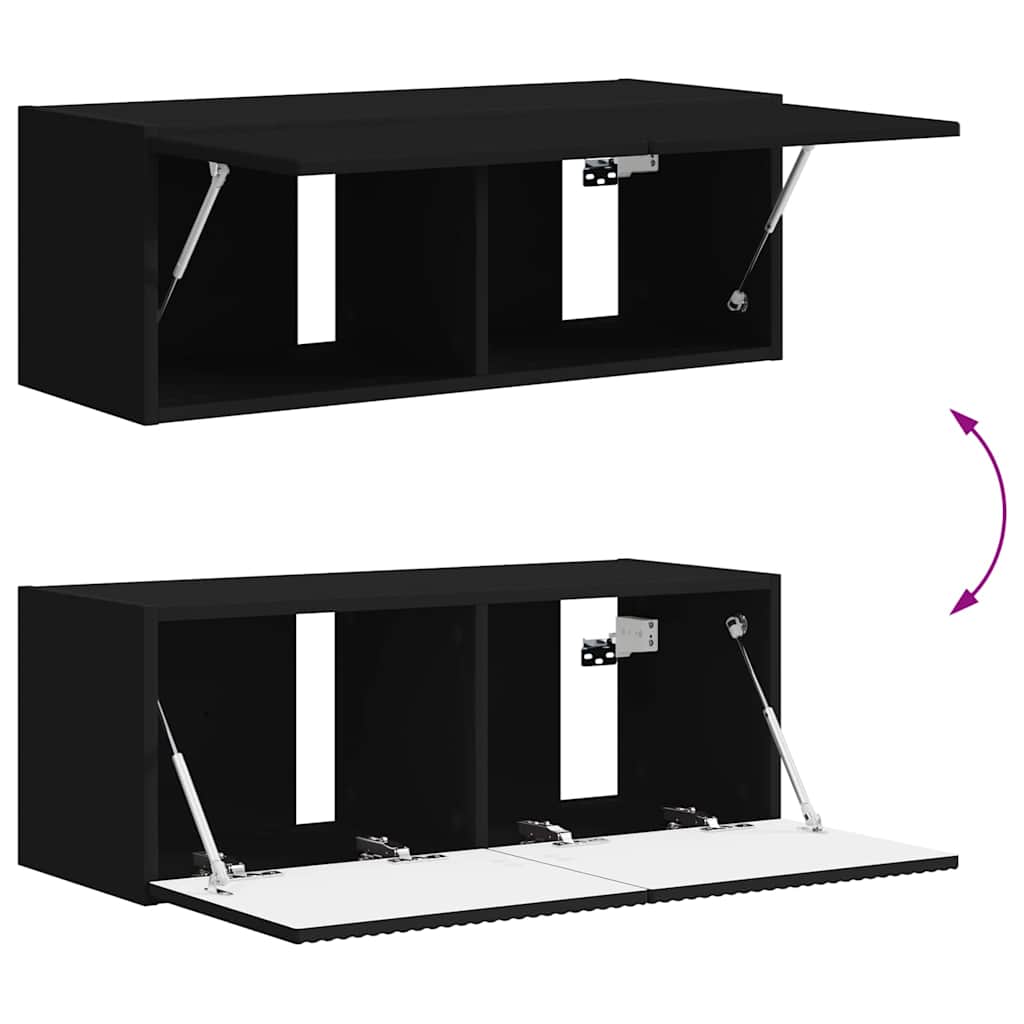 vidaXL TV-Wandschrank 2 pcs Schwarz 60 x 31 x 29,5 cm Holzwerkstoff