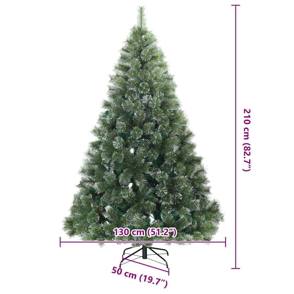 vidaXL Künstlicher Scharnier-Weihnachtsbaum schneebedeckt Grün 210 cm