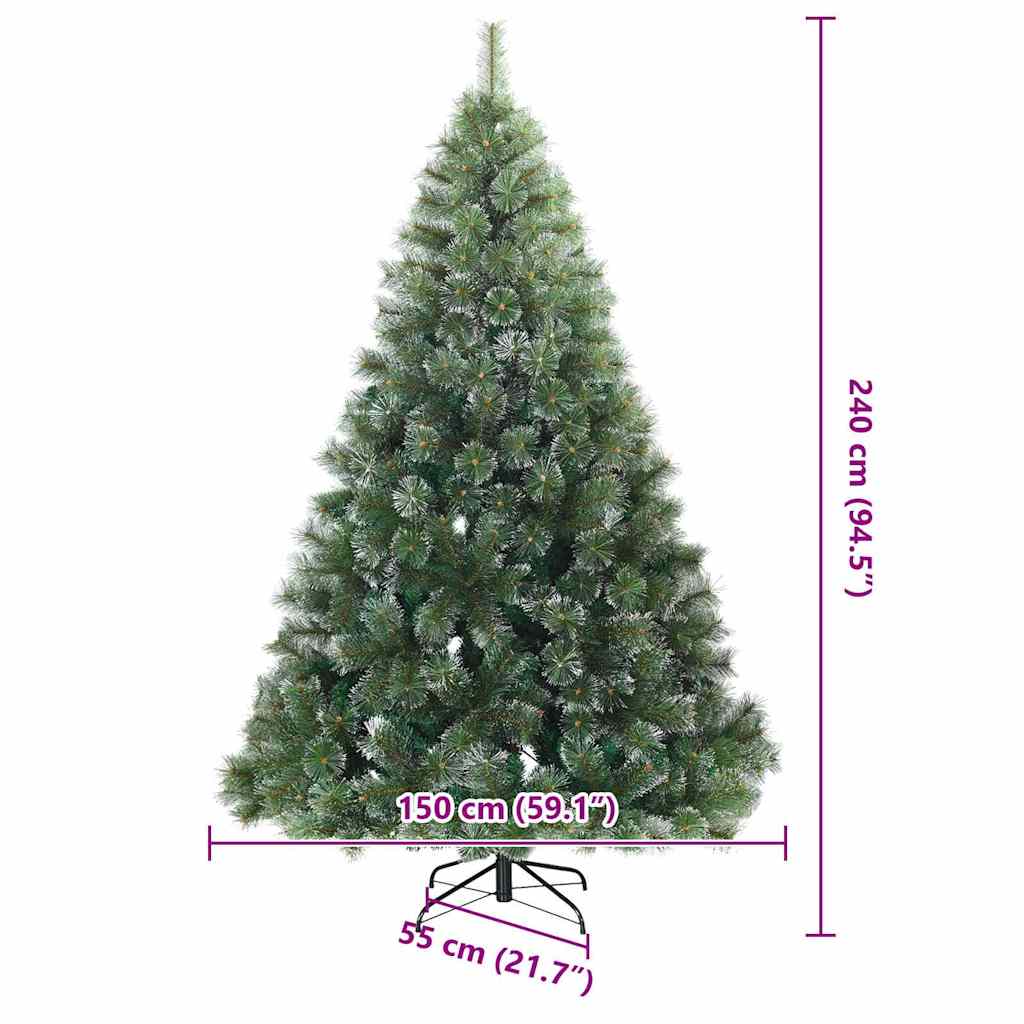 vidaXL Künstlicher Scharnier-Weihnachtsbaum schneebedeckt Grün 240 cm