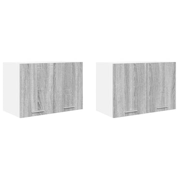 vidaXL Hängeschrank mit Tür 2 pcs Grau Sonoma und Weiß 60 x 31 x 40 cm