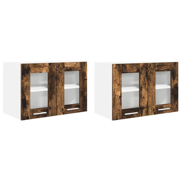 vidaXL Hängeschrank mit Tür 2 pcs Geräucherte Eiche 60 x 31 x 40 cm