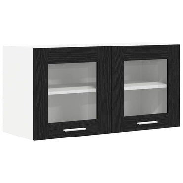vidaXL Hängeschrank mit Tür Schwarze Eiche und Weiß 80 x 31 x 40 cm
