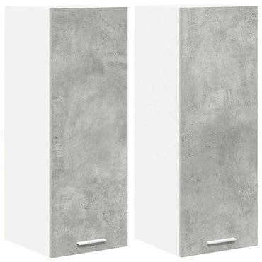 vidaXL Hängeschrank mit Tür 2 pcs Betongrau und Weiß 30 x 31 x 80 cm