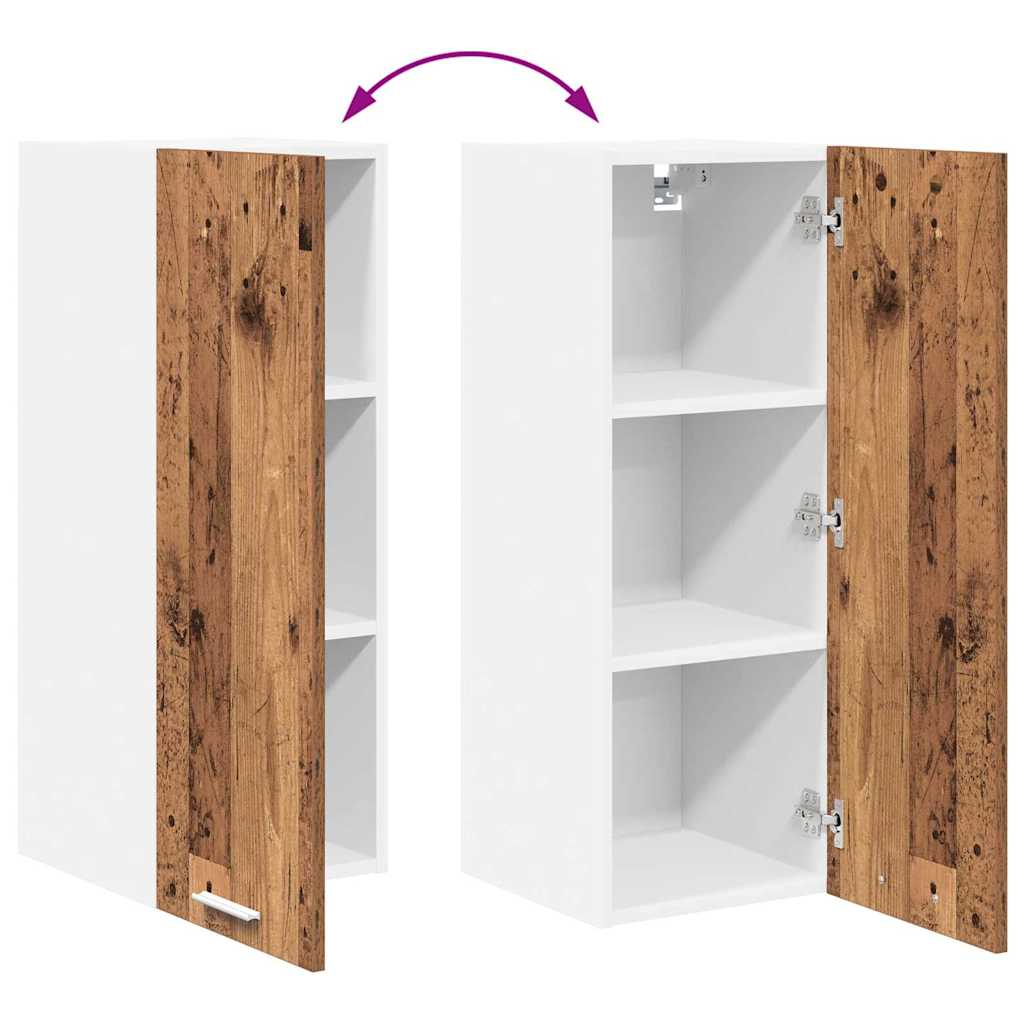 vidaXL Hängeschrank mit Tür 2 pcs Altes Holz und Weiß 30 x 31 x 80 cm