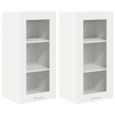 vidaXL Hängeschrank mit Tür 2 pcs Weiß 40 x 31 x 80 cm Holzwerkstoff