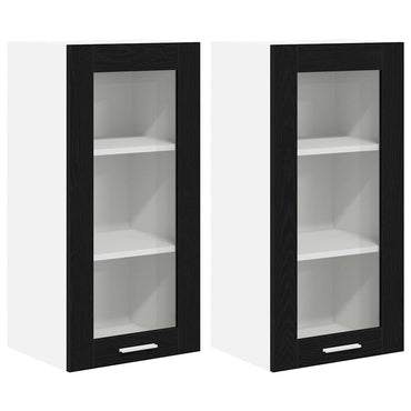 vidaXL Hängeschrank mit Tür 2 pcs Schwarz Eichen-Optik 40 x 31 x 80 cm