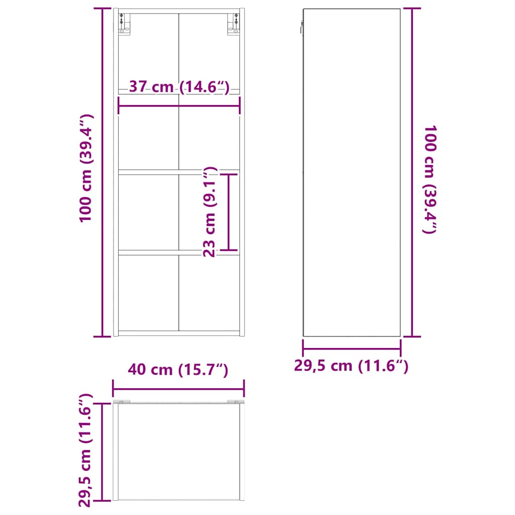 vidaXL Hängeschrank mit Speicher Weiß 40 x 29,5 x 100 cm Holzwerkstoff