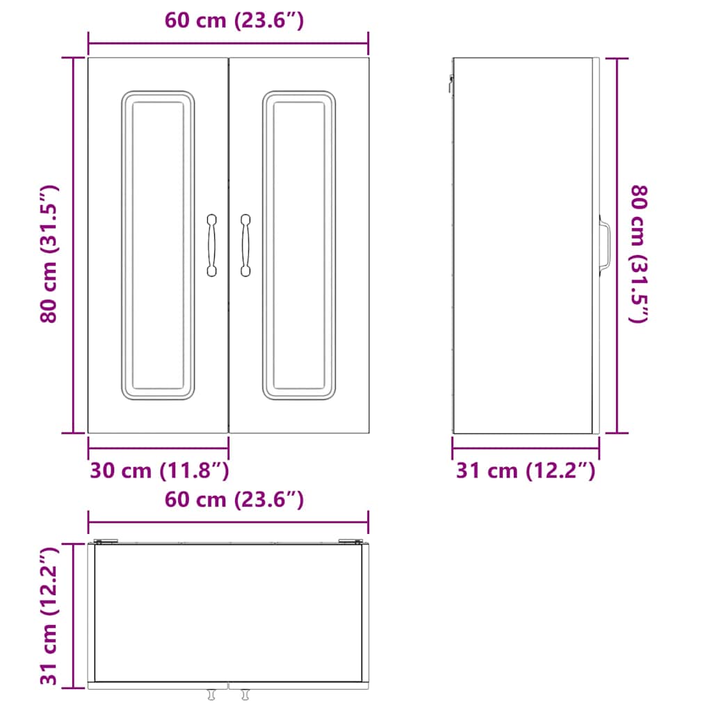 vidaXL Küchenschrank Kalmar Altholz 60 x 31 x 80 cm Holzwerkstoff