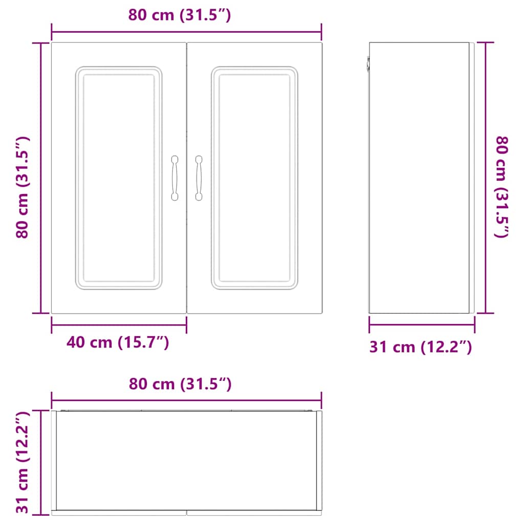 vidaXL Küchenschrank Kalmar Altholz 80 x 31 x 80 cm Holzwerkstoff