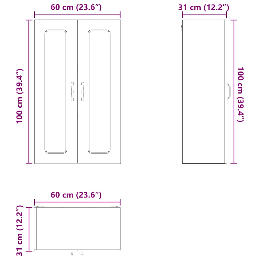 vidaXL Küchenschrank Kalmar Graues Sonoma 60 x 31 x 100 cm