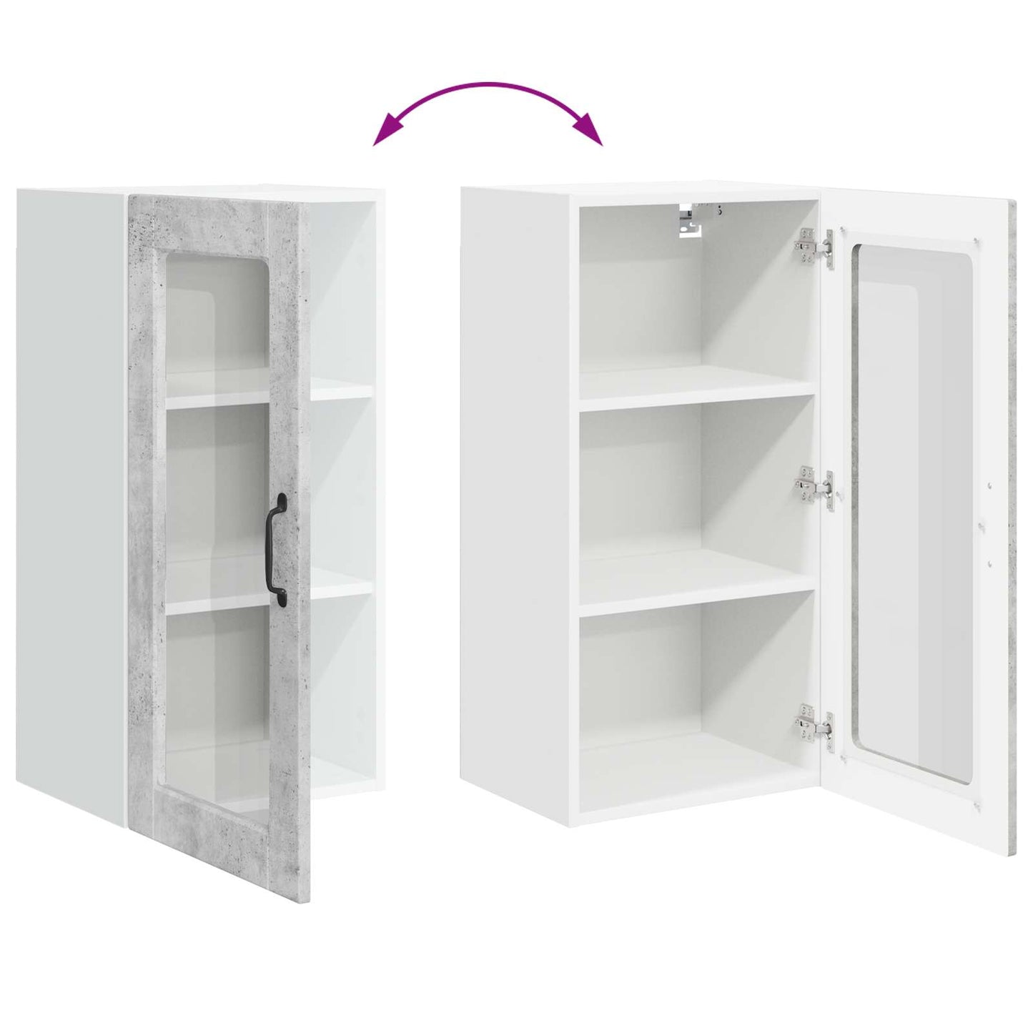 vidaXL Meuble haut de cuisine 2 pcs gris béton 40 x 31 x 80 cm bois d'ingénierie
