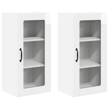 vidaXL Meuble haut de cuisine 2 pcs Blanc brillant 40 x 31 x 80 cm