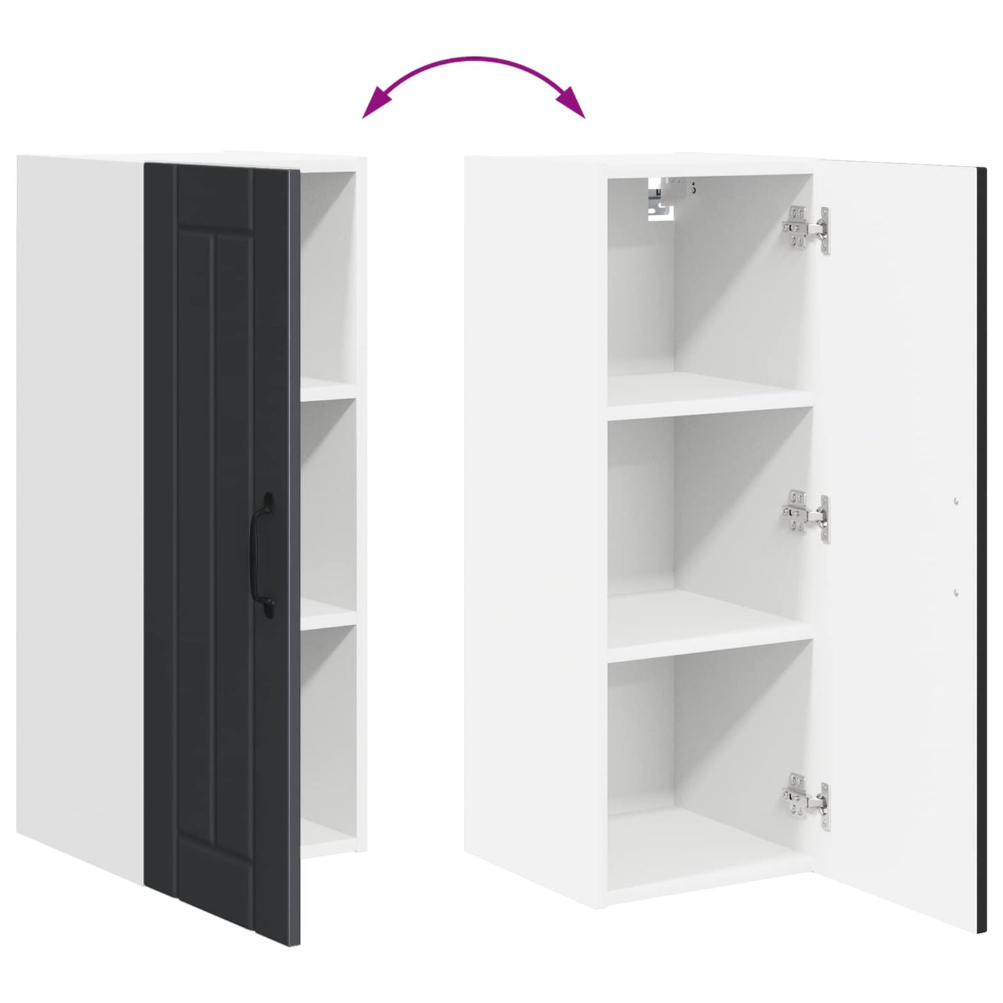 vidaXL Küchenschrank 2 pcs Schwarz 30 x 31 x 80 cm Holzwerkstoff