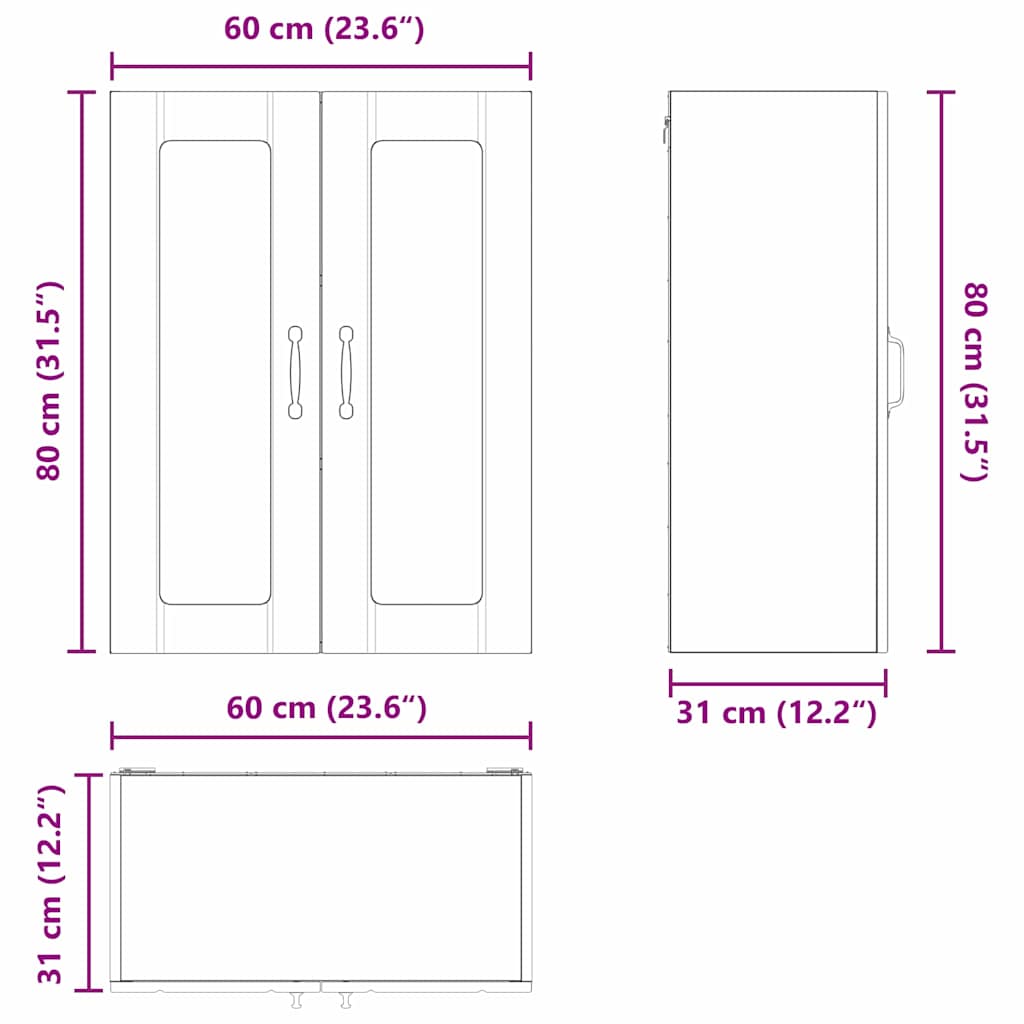 vidaXL Küchenschrank Artisan-Eiche 60 x 31 x 80 cm Holzwerkstoff