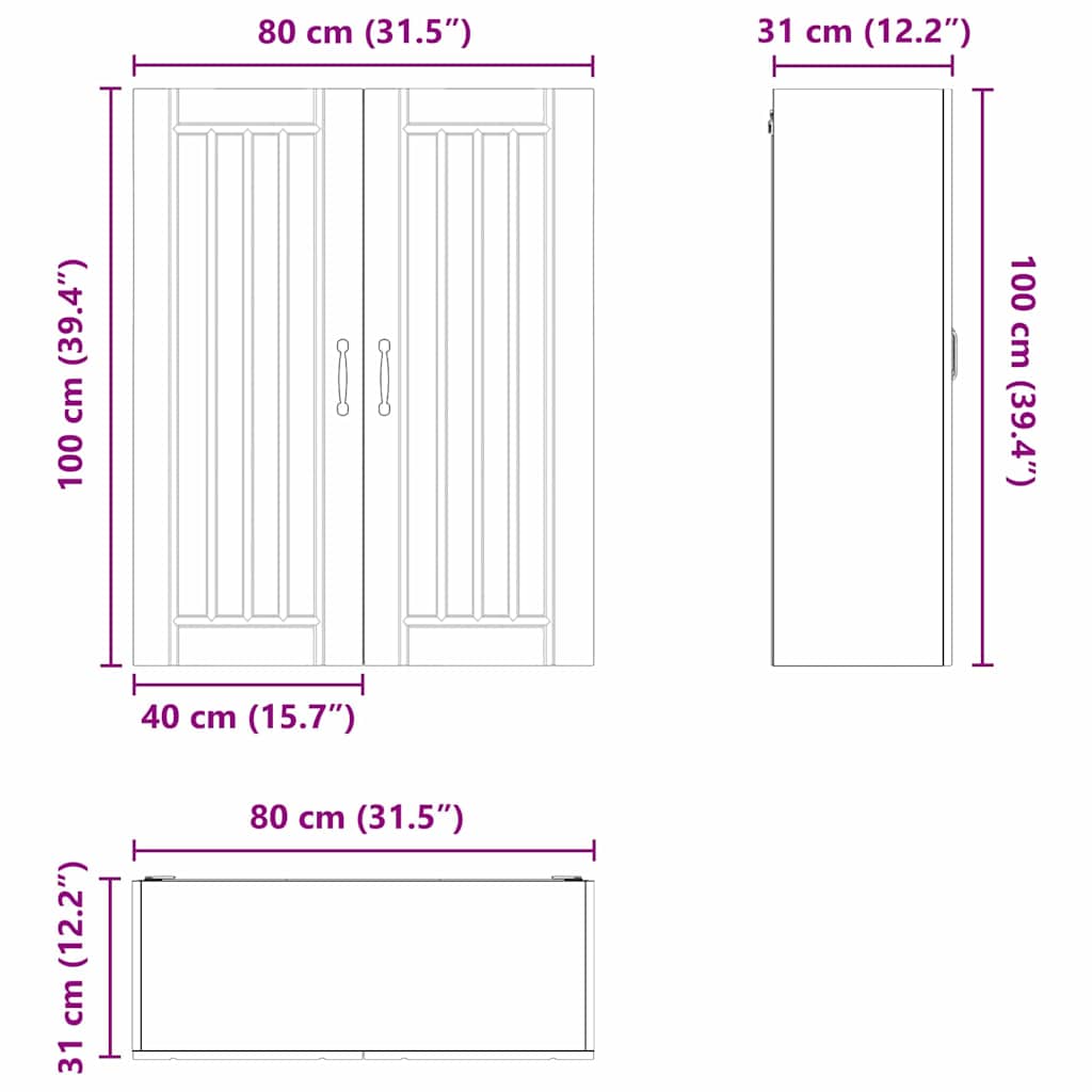 vidaXL Küchenschrank Geräucherte Eiche 80 x 31 x 100 cm Holzwerkstoff
