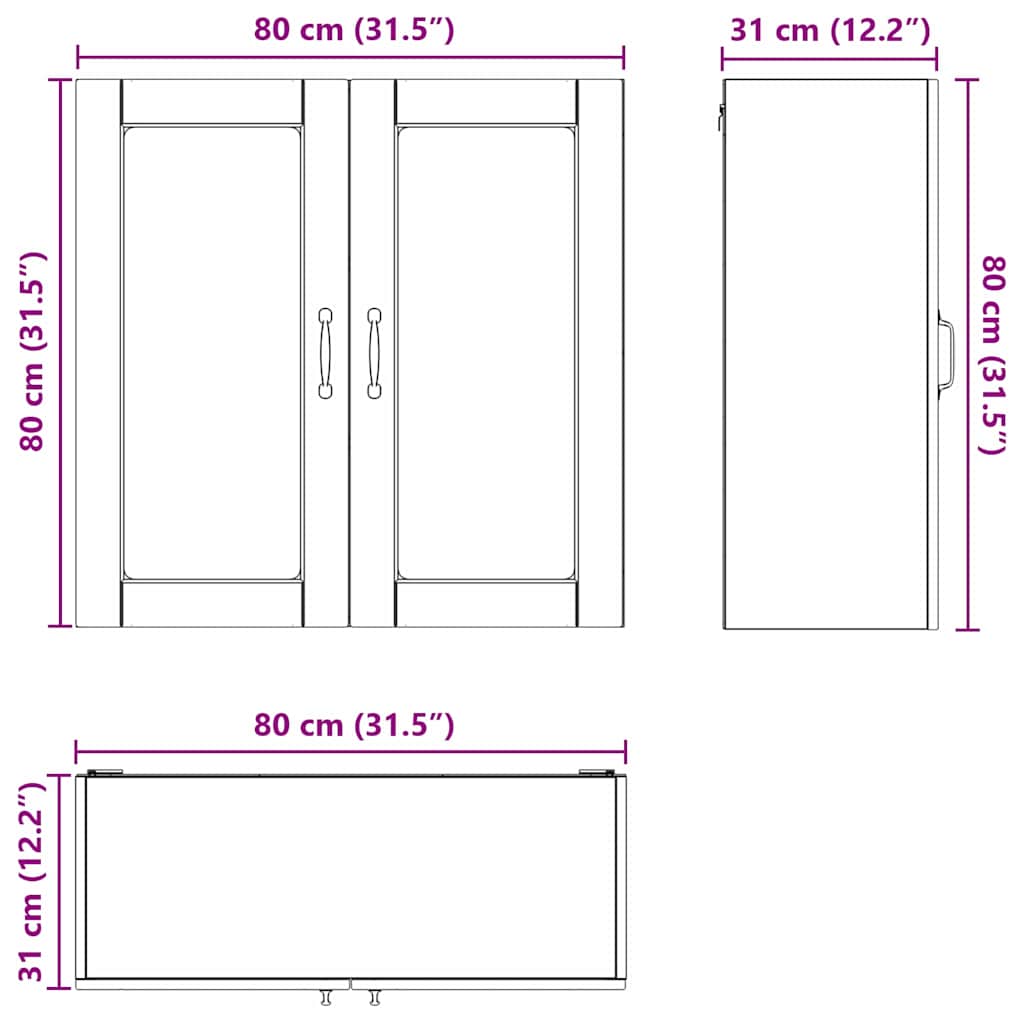 vidaXL Küchenschrank Graues Sonoma 80 x 31 x 80 cm Holzwerkstoff