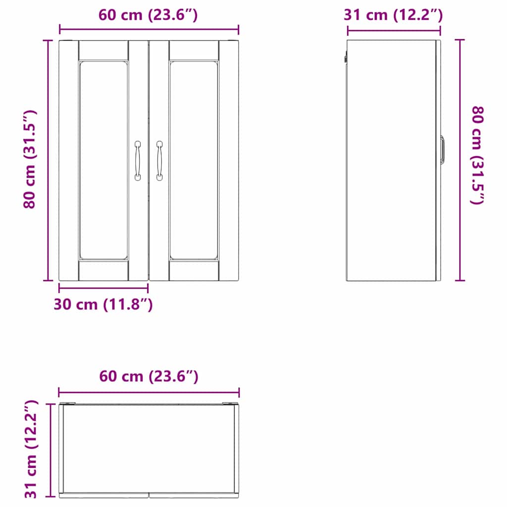 vidaXL Küchenschrank Graues Sonoma 60 x 31 x 80 cm Holzwerkstoff