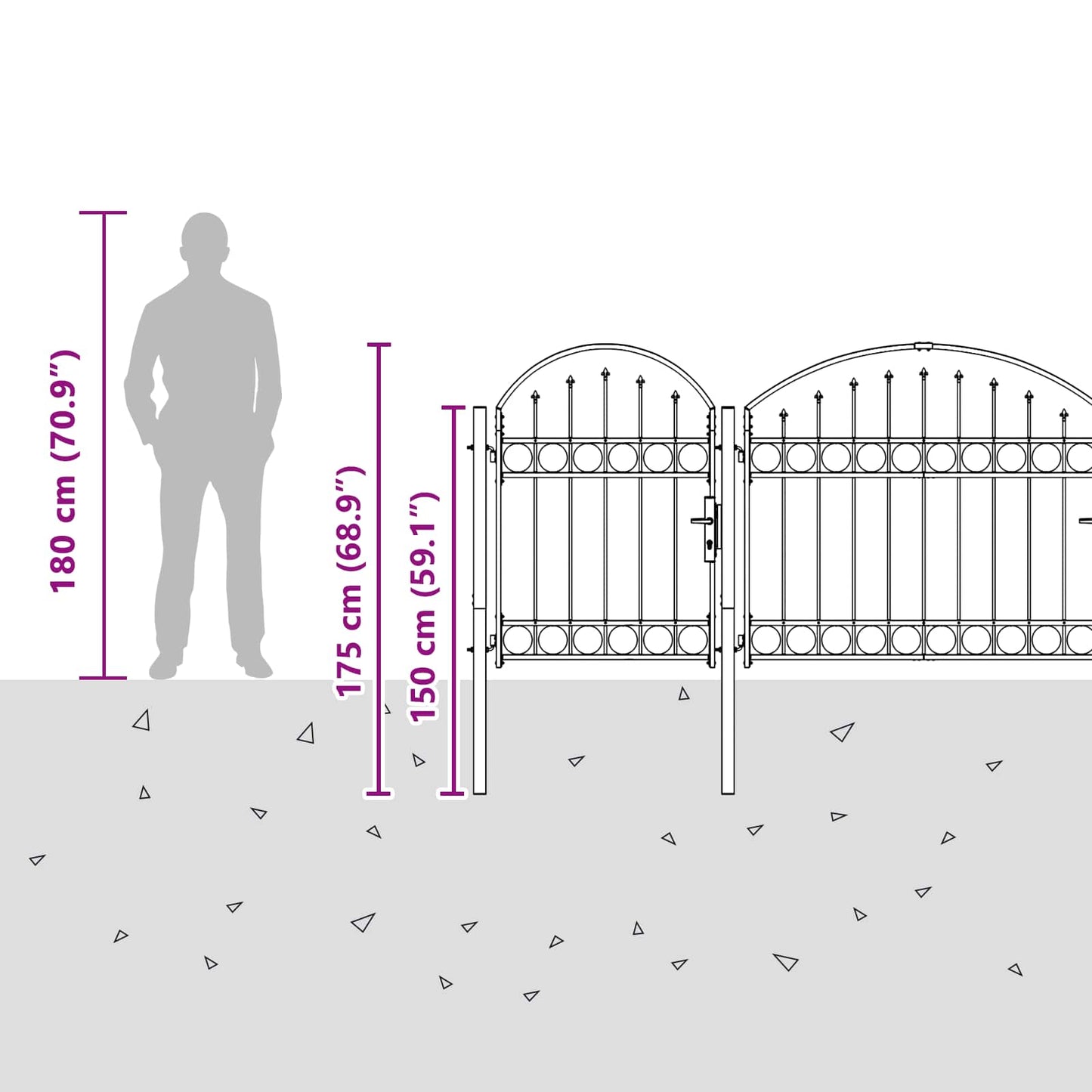 Gartentor mit gewölbtem Oberteil Grau 4 x 1,25 m Stahl