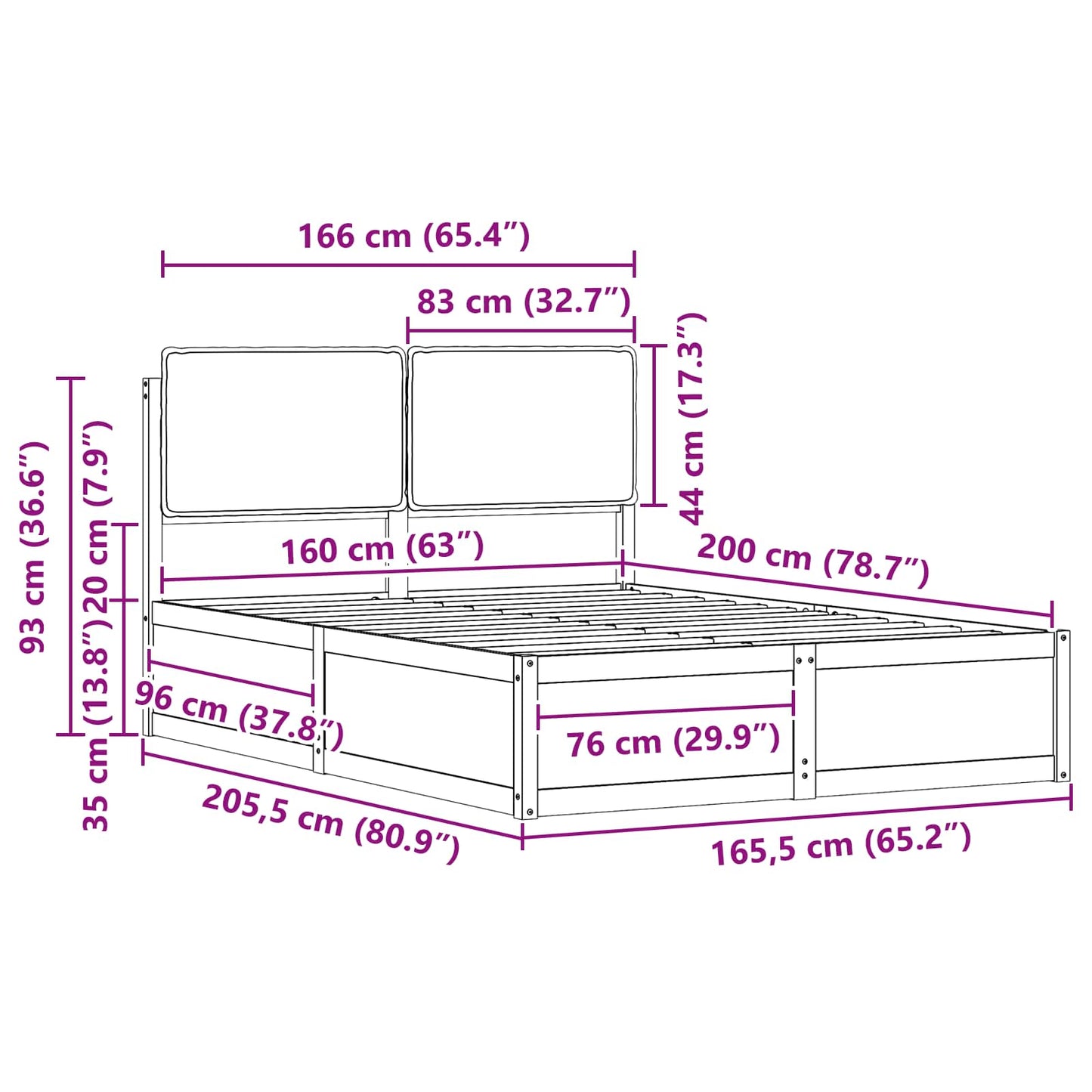 Bettgestell mit gepolstertem Kopfteil Hellgrau 160 x 200 cm