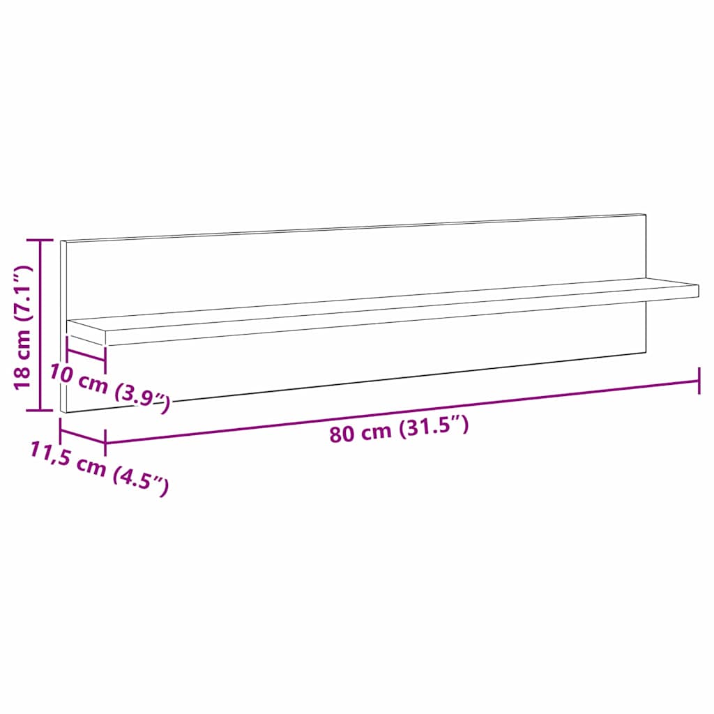 vidaXL Étagères murales 4 pcs Bois de récupération 80 x 11,5 x 18 cm Bois d'ingénierie