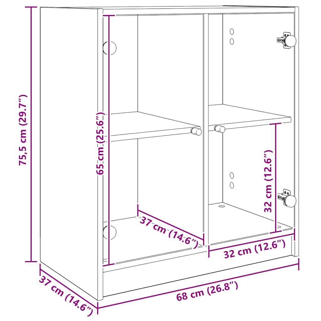 vidaXL Armoire latérale chêne Artisan 68 x 37 x 75,5 cm Aggloméré