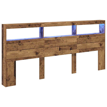 vidaXL Kopfteil mit Regal Altholz 220 x 17 x 102 cm Holzwerkstoff