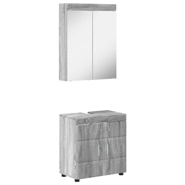 vidaXL Badezimmermöbel-Set mit Regal TULUM Graues Sonoma Holzwerkstoff