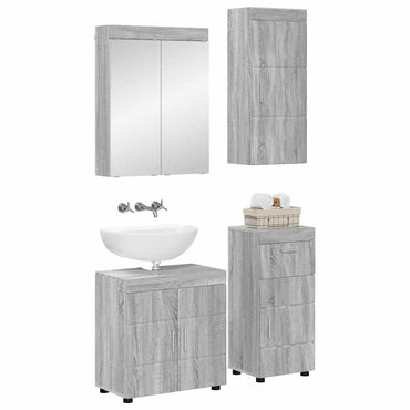 vidaXL Badezimmermöbel-Set mit Regal TULUM Graues Sonoma Holzwerkstoff