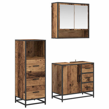 vidaXL Badezimmermöbel-Set mit Schubladen 3 pcs Altholz Holzwerkstoff