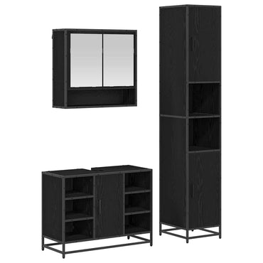 vidaXL Ensemble de meubles de salle de bain 3 pcs Noir Effet chêne Bois d'ingénierie