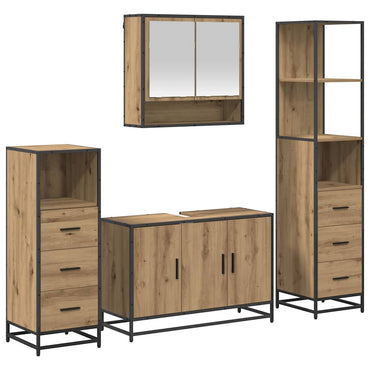 vidaXL Badezimmermöbel-Set mit Regal 4 pcs Artisan-Eiche Holzwerkstoff