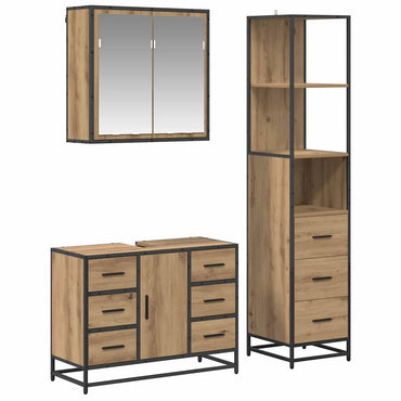 vidaXL Badezimmermöbel Set mit Tür 3 pcs Artisan-Eiche 80 x 33 x 60 cm