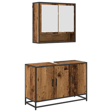 vidaXL Meuble de salle de bain avec étagère 2 pcs Bois de récupération en bois d'ingénierie