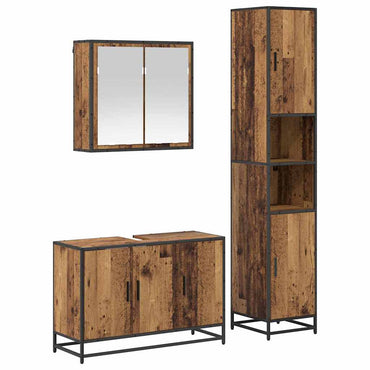 vidaXL Ensemble de meubles de salle de bain avec étagère 3 pcs Bois de récupération Bois d'ingénierie