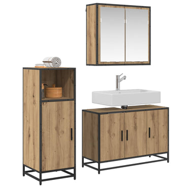 vidaXL Badezimmermöbel-Set mit Regal 3 pcs Artisan-Eiche Holzwerkstoff