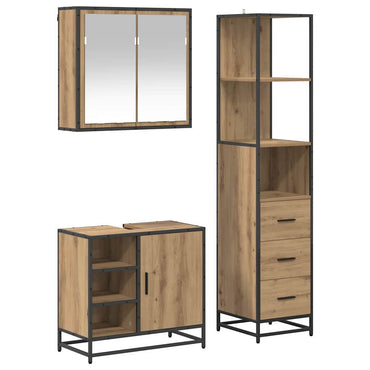 vidaXL Badezimmermöbel-Set mit Regal 3 pcs Artisan-Eiche Holzwerkstoff