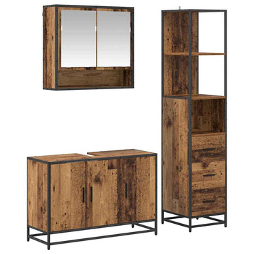 vidaXL Badezimmermöbel-Set mit Schubladen 3 pcs Altholz Holzwerkstoff
