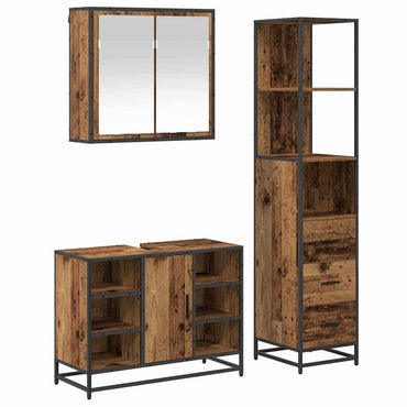 vidaXL Badezimmermöbel-Set mit Schubladen 3 pcs Altholz Holzwerkstoff