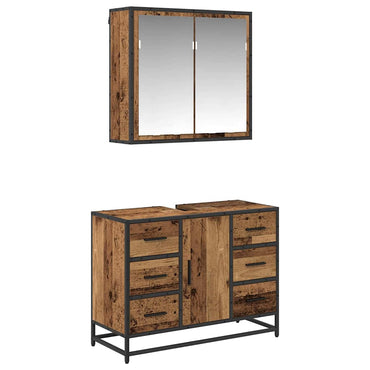 vidaXL Badezimmermöbel Set 2 pcs Altholz 80 x 33 x 60 cm Holzwerkstoff
