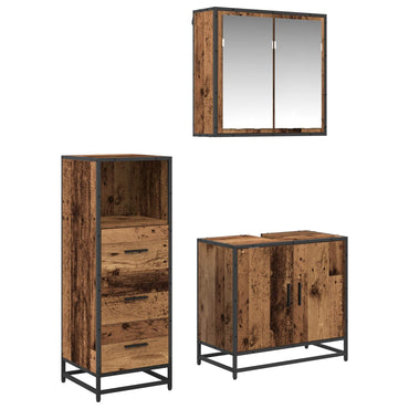 vidaXL Badezimmermöbel-Set mit Schubladen 3 pcs Altholz Holzwerkstoff