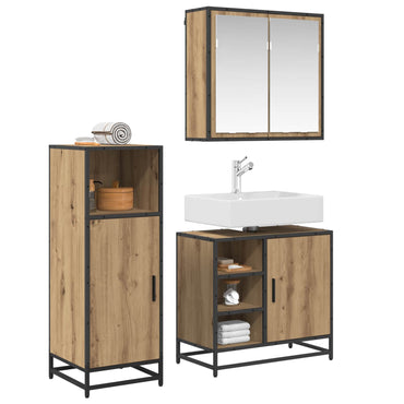 vidaXL Badezimmermöbel-Set mit Regal 3 pcs Artisan-Eiche Holzwerkstoff