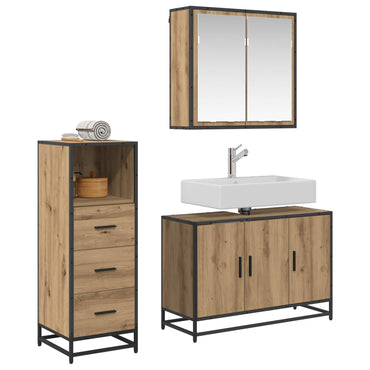 vidaXL Badezimmermöbel-Set mit Regal 3 pcs Artisan-Eiche Holzwerkstoff