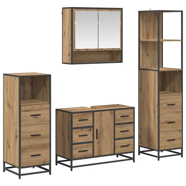 vidaXL Badezimmermöbel Set mit Tür 4 pcs Artisan-Eiche 80 x 33 x 60 cm