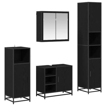 vidaXL Badezimmermöbel-Set 4 pcs Schwarz Eichen-Optik Holzwerkstoff