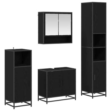 vidaXL Badezimmermöbel-Set 4 pcs Schwarz Eichen-Optik Holzwerkstoff