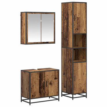 vidaXL Badezimmermöbel-Set mit Regal 3 pcs Altholz Holzwerkstoff