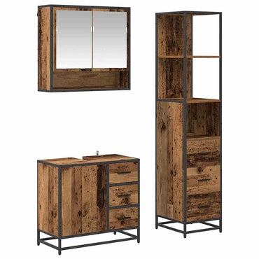 vidaXL Badezimmermöbel-Set mit Schubladen 3 pcs Altholz Holzwerkstoff