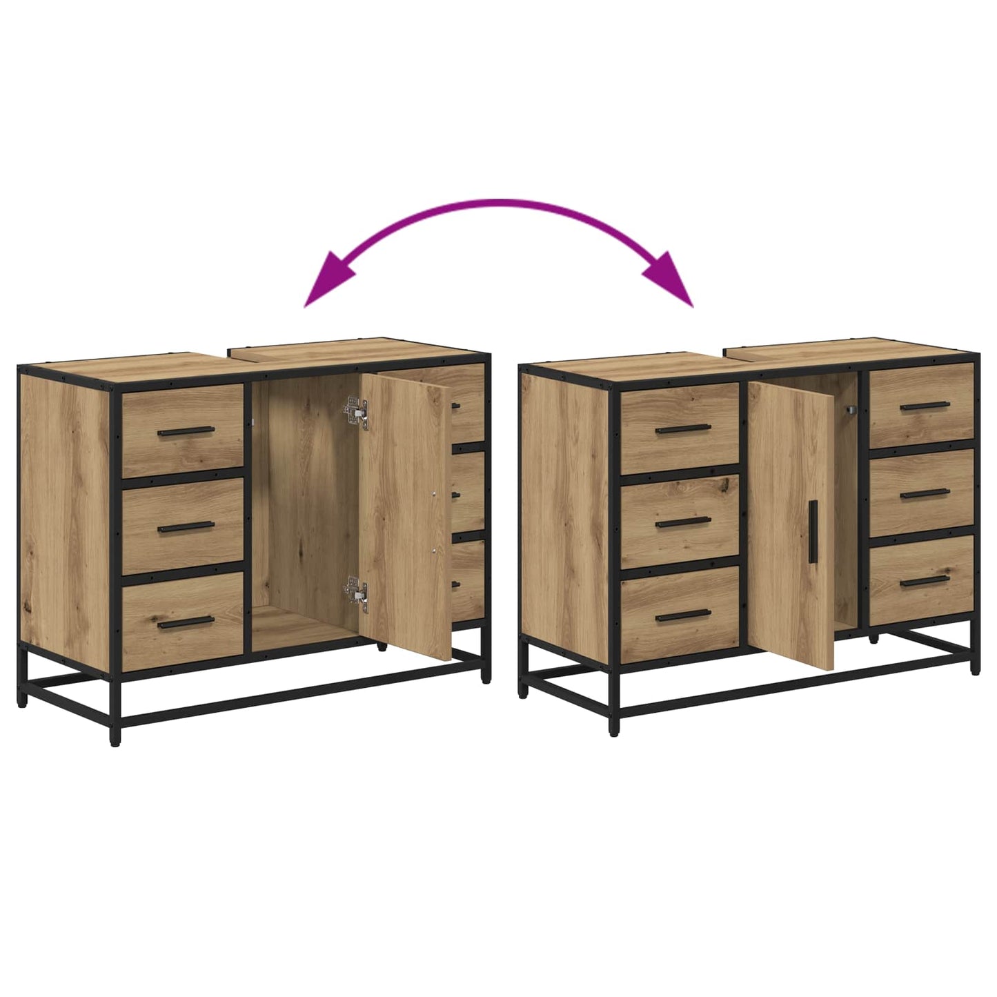 vidaXL Badezimmermöbel Set mit Tür 3 pcs Artisan-Eiche 80 x 33 x 60 cm
