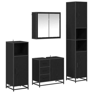 vidaXL Badezimmermöbel-Set 4 pcs Schwarz Eichen-Optik Holzwerkstoff